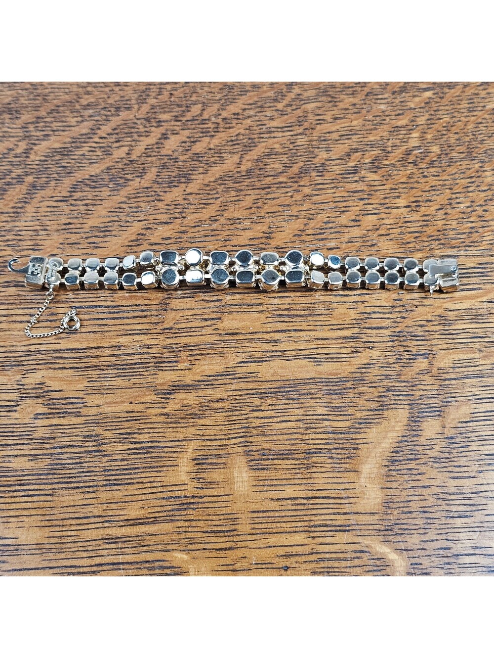 Vintage Eisenberg Ice Rhinestone Bracelet Green Smoky Crystal Signed 7" - Picture 6 of 15